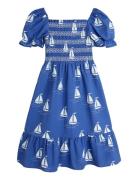 Sailing Boats Aop Woven Smock Dress Dresses & Skirts Dresses Casual Dresses Short-sleeved Casual Dresses Blue Mini Rodini