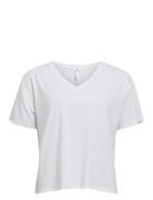 Objannie Re S/S V-Neck Top Noos Tops T-shirts & Tops Short-sleeved White Object