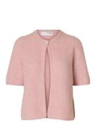 Slfsia Ras 2/4 Rib Knit Cardigan Noos Tops Knitwear Cardigans Pink Selected Femme