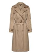 Double-Breasted Cotton-Blend Trench Coat Trenchcoat Frakke Beige Lauren Ralph Lauren