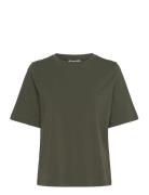 Perfect Boxy T-Shirt Tops T-shirts & Tops Short-sleeved Khaki Green Weekday