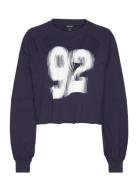 Cropped Long-Sleeved T-Shirt Tops T-shirts & Tops Long-sleeved Navy Monki