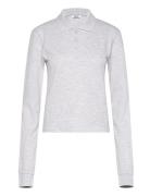 Long-Sleeved Polo Top Tops T-shirts & Tops Polos Grey Monki