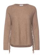 Curved Sweater Fringes Tops Knitwear Jumpers Brown Davida Cashmere