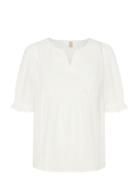 Cumuxi Toril Blouse Tops Blouses Short-sleeved White Culture