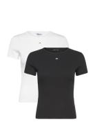 Tjw 2Pack Slim Essential Rib Ss Tops T-shirts & Tops Short-sleeved Black Tommy Jeans