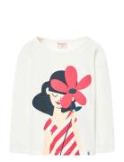 Knit T-Shirt Flame Tops T-shirts Long-sleeved T-Skjorte White Boboli