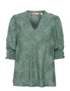 Cuolu Ss Blouse Tops Blouses Short-sleeved Green Culture