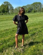 Nelly - Sort - Bow Puff Sleeve Dress