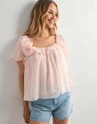 Vero Moda - Pink - Vmcille Ss Flower Top Wvn Exp