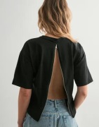 Pieces - Sort - Pcamy Ss O-Neck Zip Tee Jrs D2D