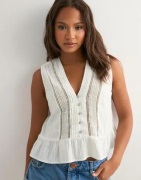 Only - Hvid - Onltalli Sl Emb Top Wvn