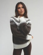 Nelly - Brun - Jacquard Polo Knit Sweater