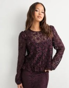 Vero Moda - Rød - Vmmeta Lace Ls Top Wvn Ga