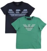 Emporio Armani T-shirts - 2-pak - GrÃ¸n/Navy m. Logo