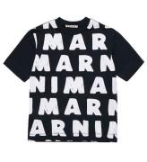 Marni T-shirt - Sort m. AOP Logo