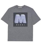 Marni T-shirt - MÃ¸rkegrÃ¥meleret m. Print