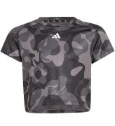 adidas Performance T-shirt - Cropped - JG TR-ES AOP T - Sort/GrÃ¥