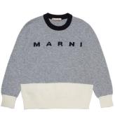 Marni Bluse - Uld - GrÃ¥meleret/Hvid m. Sort