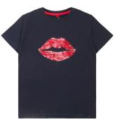 The New T-Shirt - TnLips - Navy Blazer m. Pailletter