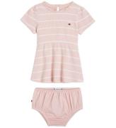 Tommy Hilfiger Kjole m. Bloomers - Rib - Whimsy Pink/White Strip