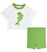 Mini Rodini Gaveæske - Shorts/T-shirt - Dolphin - Hvid/Grøn