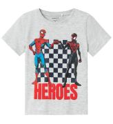 Name It T-Shirt - NmmMaclin Spiderman - Light Grey Melange