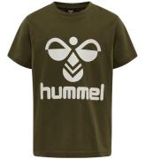 Hummel T-shirt - hmlTres - Dark Olive m. Logo