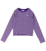 Gant Bluse - Cropped - Rib - Pansy Purple/Hvidstribet