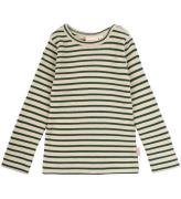 Petit Piao Bluse - Rib - Modal - Emerald Green/Dark Offwhite