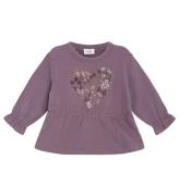 Hust and Claire Sweatshirt - Sara - Dark Plum m. Blomster