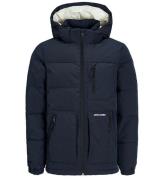 Jack & Jones Dynejakke - JJEOtto Puffer Jacket - Dark Navy/White