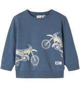 Name It Sweatshirt - NmmTeodor - China Blue m. Motorcykelprint